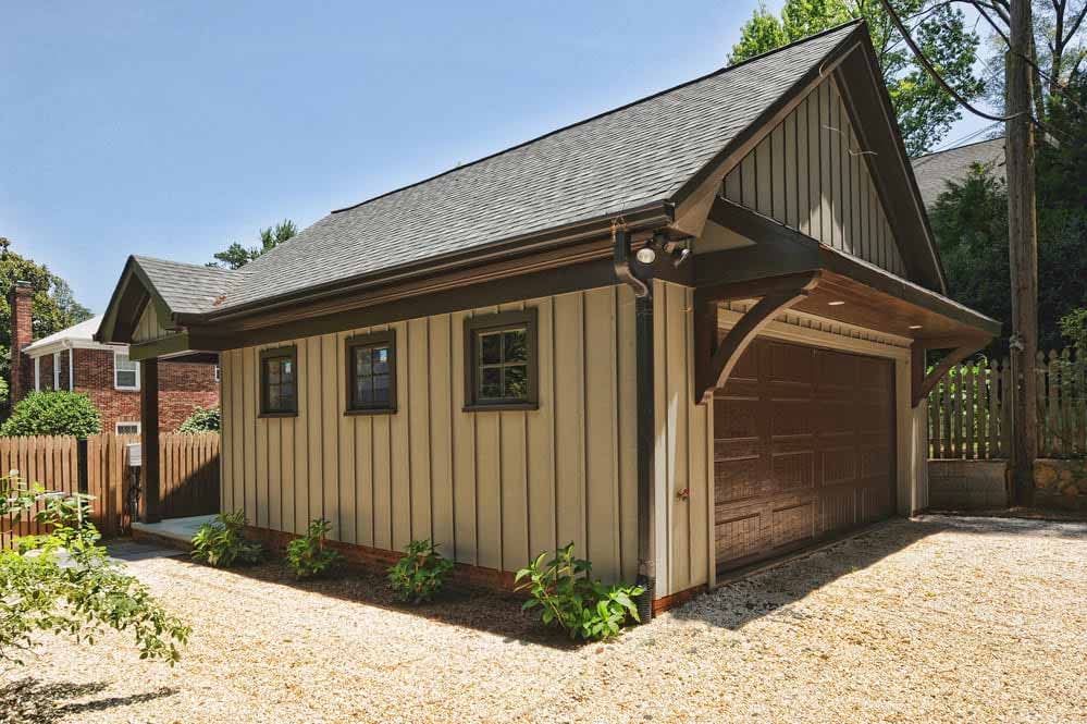 brown detatched garage in charlotte by hopedale builders