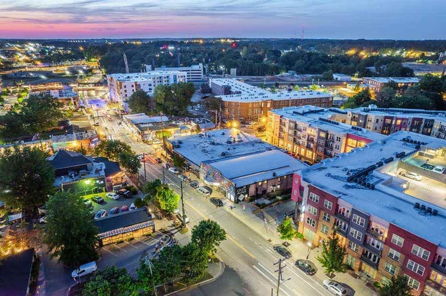 Sky View of City In NoDa North Carolina